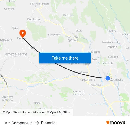 Campanella Street to Platania map