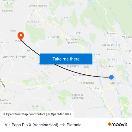 Pope Pius X Street (Vaccinations) to Platania map