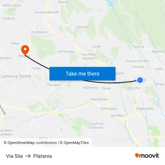 Sila Street to Platania map