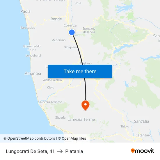 Lungocrati De Seta, 41 to Platania map