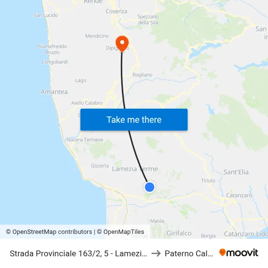 Provincial Road 163/2, 5 - Lamezia Terme to Paterno Calabro map