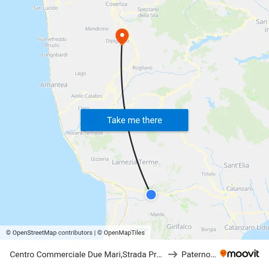 Due Mari Shopping Center, Provincial Road 169/2 - Feroleto Antico to Paterno Calabro map