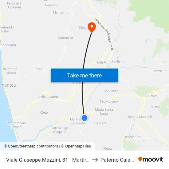 Giuseppe Mazzini Avenue, 31 - Martirano to Paterno Calabro map