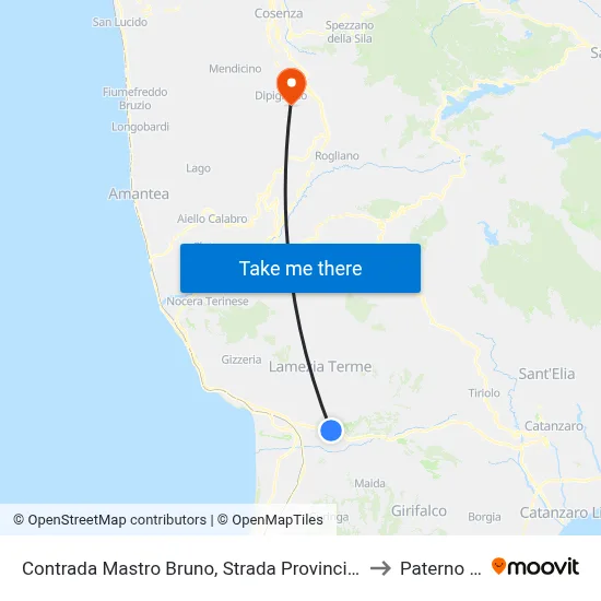 Mastro Bruno District, Provincial Road 170/1 - Lamezia Terme to Paterno Calabro map