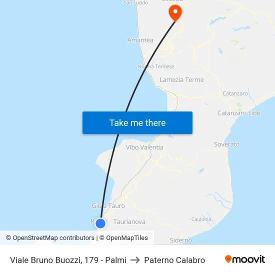 Bruno Buozzi Avenue, 179 - Palmi to Paterno Calabro map