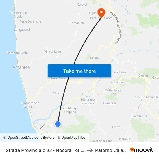 Provincial Road 93 - Nocera Terinese to Paterno Calabro map