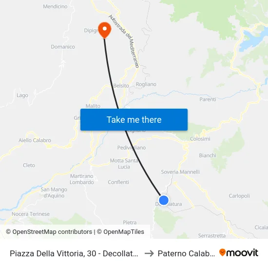 Piazza Della Vittoria, 30 - Decollatura to Paterno Calabro map