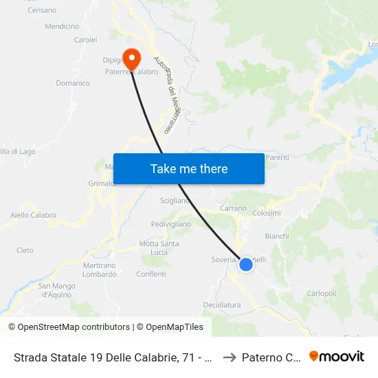 State Road 19 of Calabria, 71 - Soveria Mannelli to Paterno Calabro map