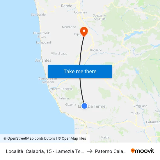 Calabria Location, 15 - Lamezia Terme to Paterno Calabro map