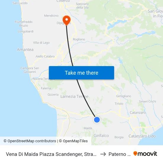 Vena Di Maida Scandenger Square, Provincial Road 88, 3 - Maida to Paterno Calabro map