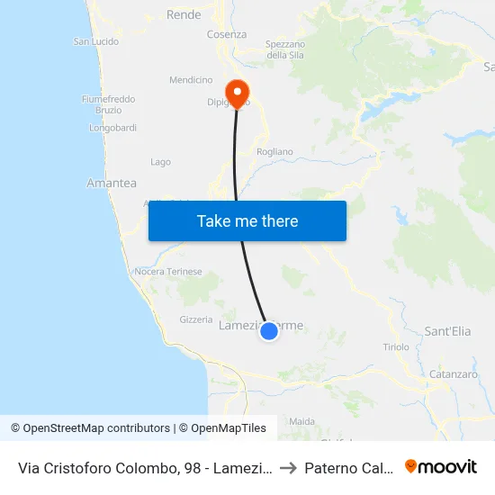 Via Cristoforo Colombo, 98 - Lamezia Terme to Paterno Calabro map