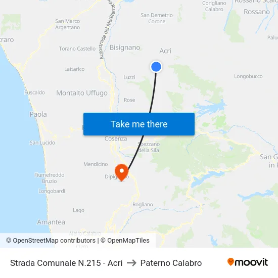 Strada Comunale N.215 - Acri to Paterno Calabro map