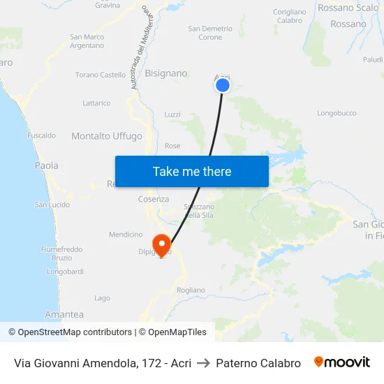 Via Giovanni Amendola, 172 - Acri to Paterno Calabro map
