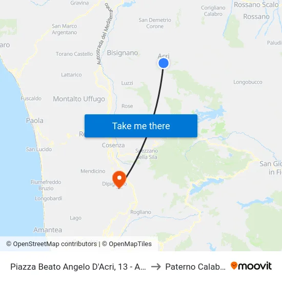 Piazza Beato Angelo D'Acri, 13 - Acri to Paterno Calabro map