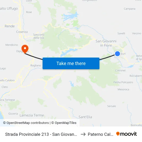 Strada Provinciale 213 - San Giovanni In Fiore to Paterno Calabro map