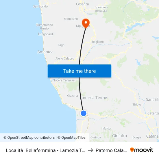 Località  Bellafemmina - Lamezia Terme to Paterno Calabro map