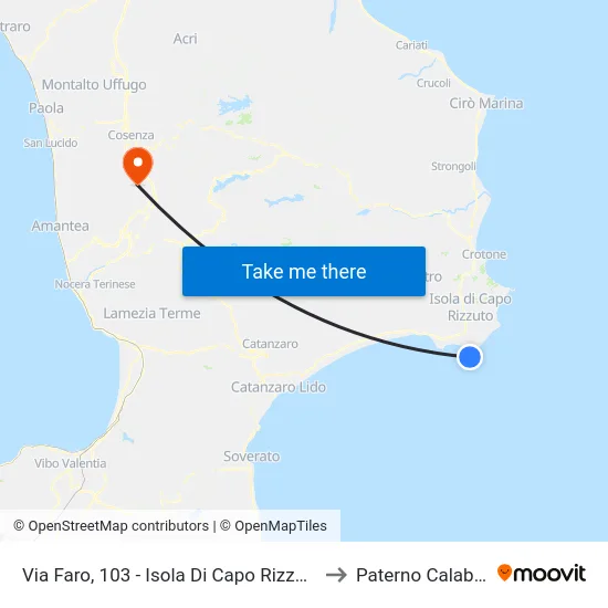 Via Faro, 103 - Isola Di Capo Rizzuto to Paterno Calabro map
