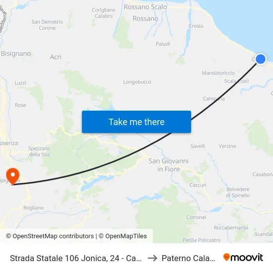 Strada Statale 106 Jonica, 24 - Cariati to Paterno Calabro map
