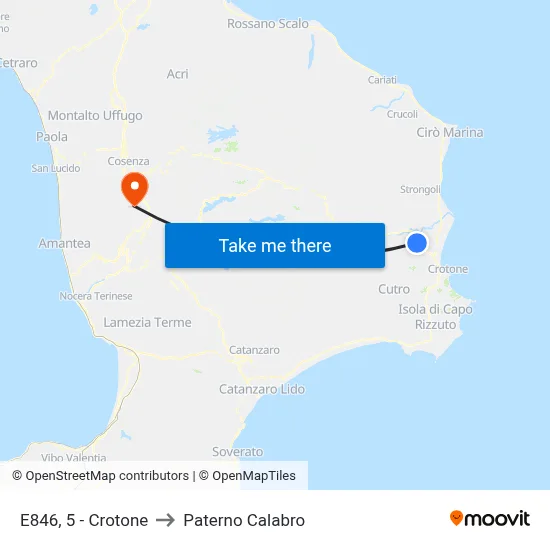 E846, 5 - Crotone to Paterno Calabro map