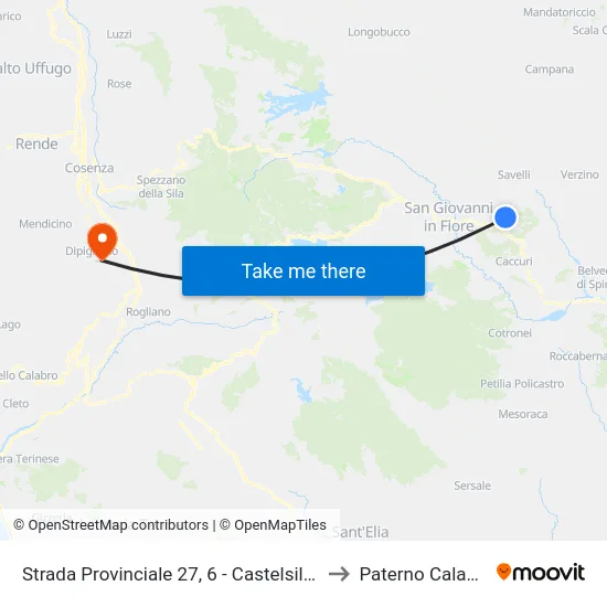 Strada Provinciale 27, 6 - Castelsilano to Paterno Calabro map