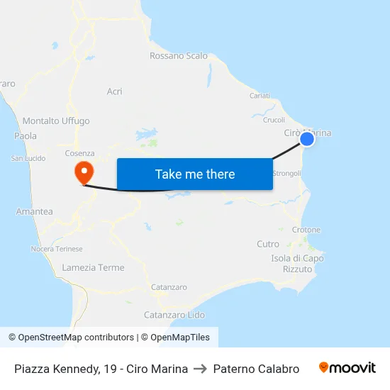 Piazza Kennedy, 19 - Ciro Marina to Paterno Calabro map