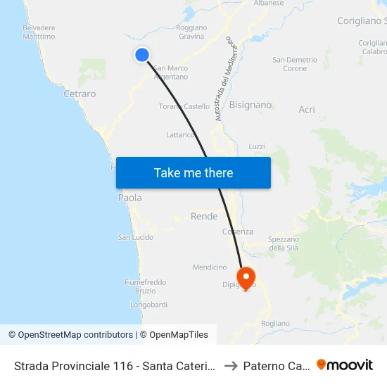Strada Provinciale 116 - Santa Caterina Albanese to Paterno Calabro map