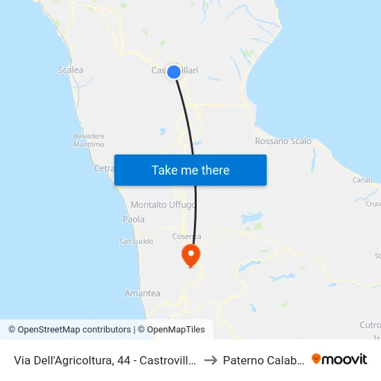 Via Dell'Agricoltura, 44 - Castrovillari to Paterno Calabro map