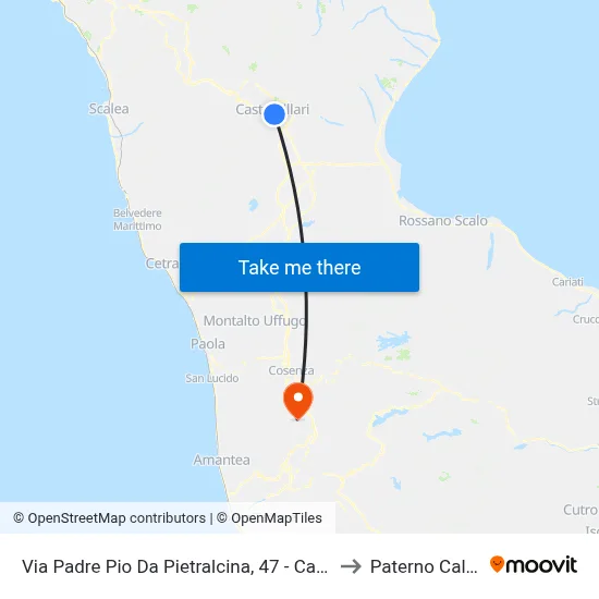 Via Padre Pio Da Pietralcina, 47 - Castrovillari to Paterno Calabro map