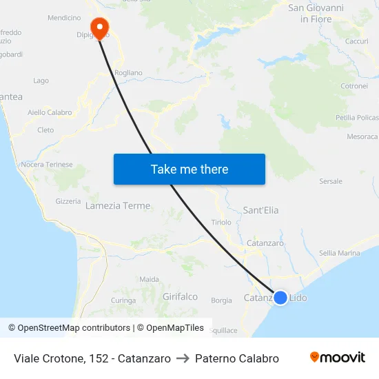 Viale Crotone, 152 - Catanzaro to Paterno Calabro map