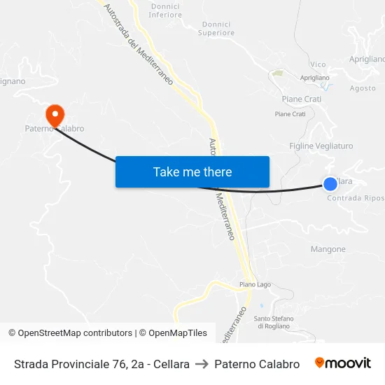 Strada Provinciale 76, 2a - Cellara to Paterno Calabro map