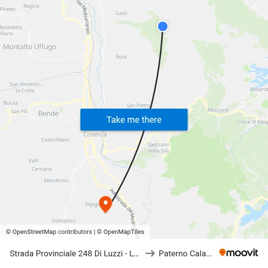 Strada Provinciale 248 Di Luzzi - Luzzi to Paterno Calabro map