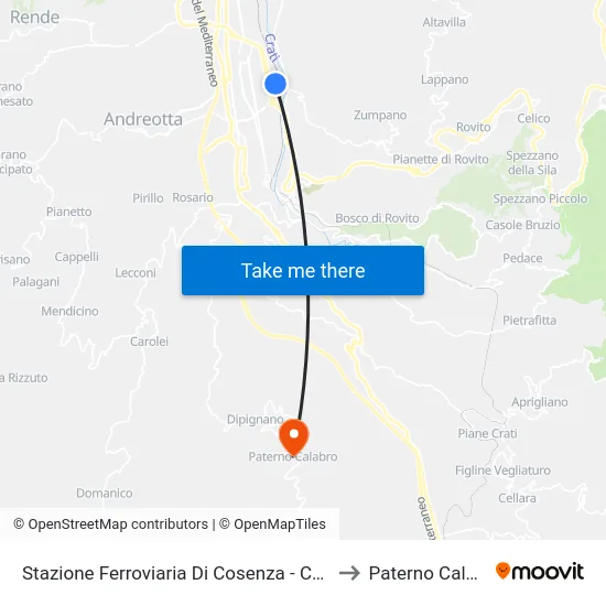 Stazione Ferroviaria Di Cosenza - Cosenza to Paterno Calabro map