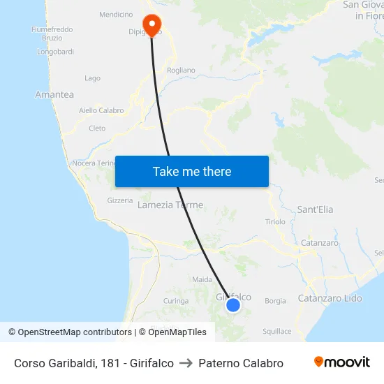 Corso Garibaldi, 181 - Girifalco to Paterno Calabro map