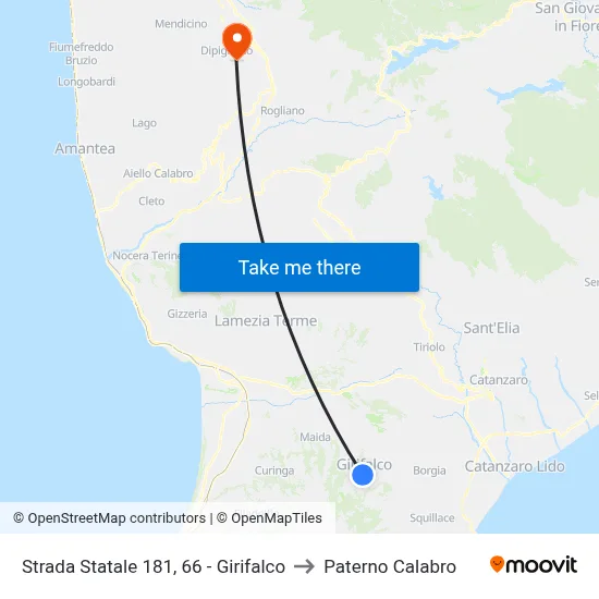 Strada Statale 181, 66 - Girifalco to Paterno Calabro map