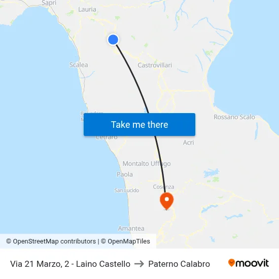 Via 21 Marzo, 2 - Laino Castello to Paterno Calabro map