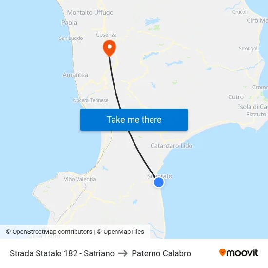 Strada Statale  182 - Satriano to Paterno Calabro map