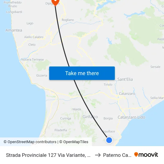 Strada Provinciale 127 Via Variante, 1 - Montauro to Paterno Calabro map