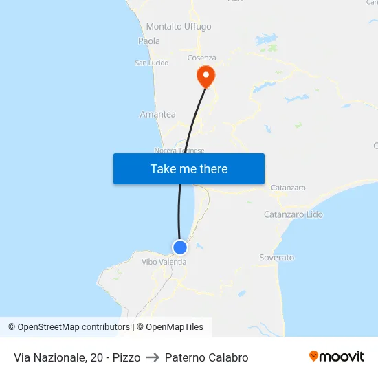 Via Nazionale, 20 - Pizzo to Paterno Calabro map