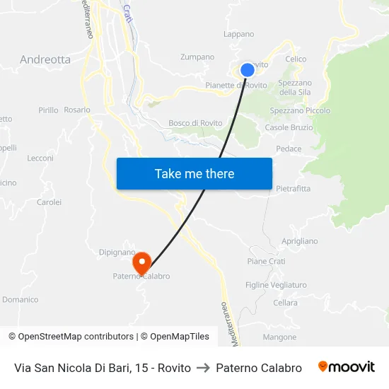 Via San Nicola Di Bari, 15 - Rovito to Paterno Calabro map