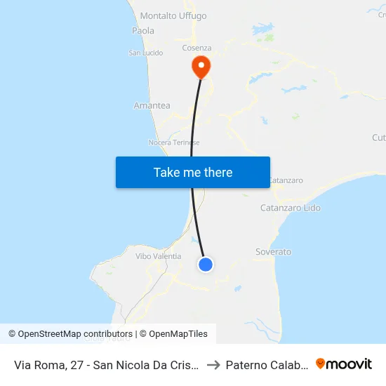 Via Roma, 27 - San Nicola Da Crissa to Paterno Calabro map