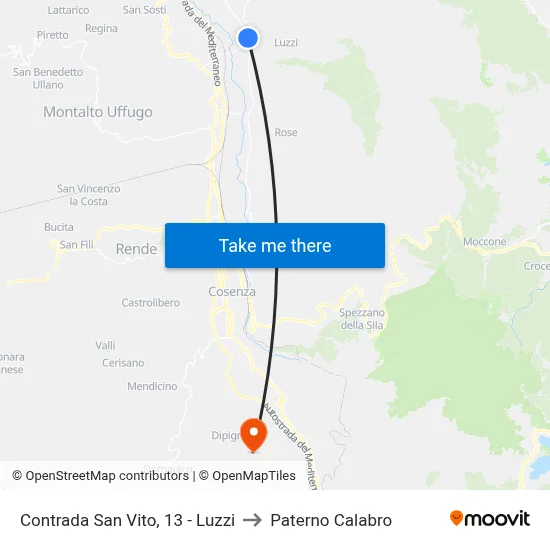 Contrada San Vito, 13 - Luzzi to Paterno Calabro map