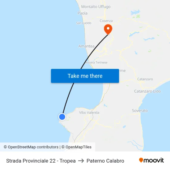 Strada Provinciale 22 - Tropea to Paterno Calabro map