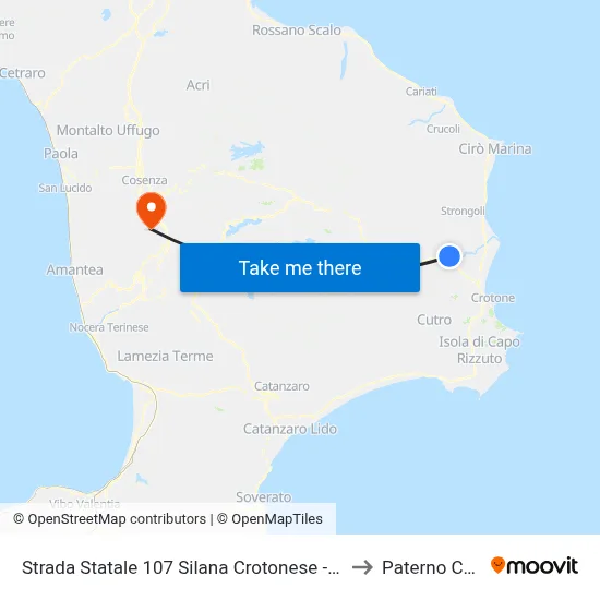 Strada Statale 107 Silana Crotonese - Rocca Di Neto to Paterno Calabro map