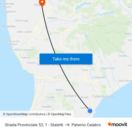 Provincial Road 52, 1 - Staletti to Paterno Calabro map