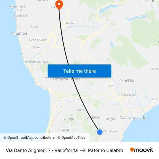 Via Dante Alighieri, 7 - Vallefiorita to Paterno Calabro map