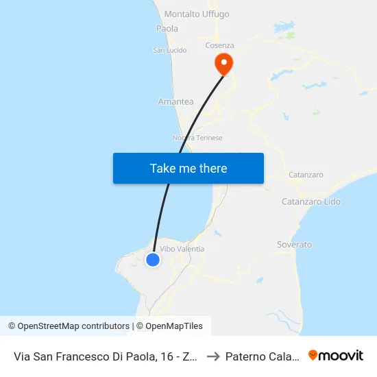 Via San Francesco Di Paola, 16 - Zungri to Paterno Calabro map
