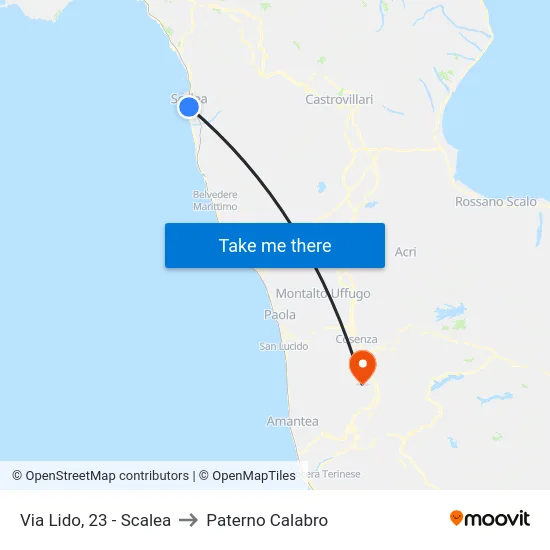 Via Lido, 23 - Scalea to Paterno Calabro map