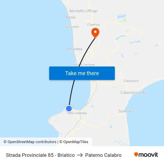 Provincial Road 85 - Briatico to Paterno Calabro map