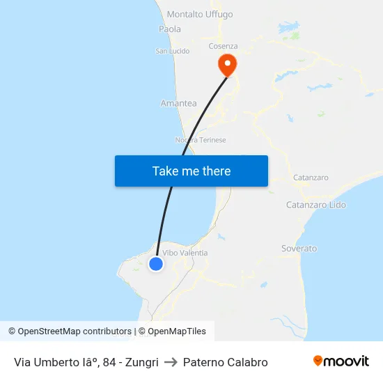 Via Umberto Iâº, 84 - Zungri to Paterno Calabro map