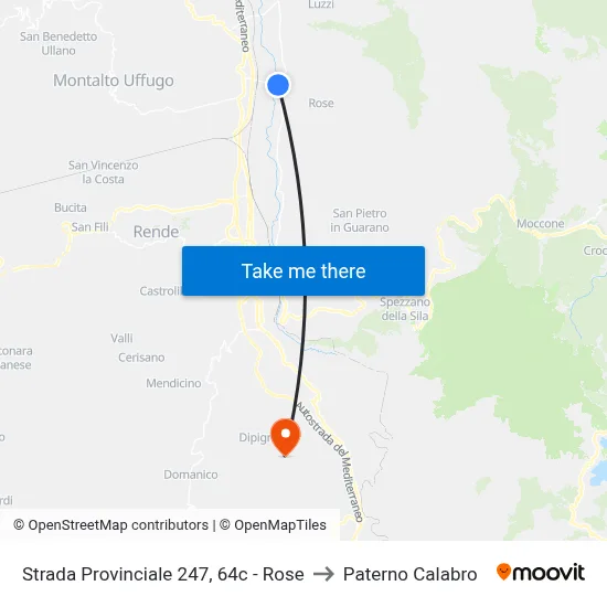 Provincial Road 247, 64c - Rose to Paterno Calabro map
